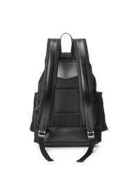 Sac à dos en sergé bordé de cuir - Black