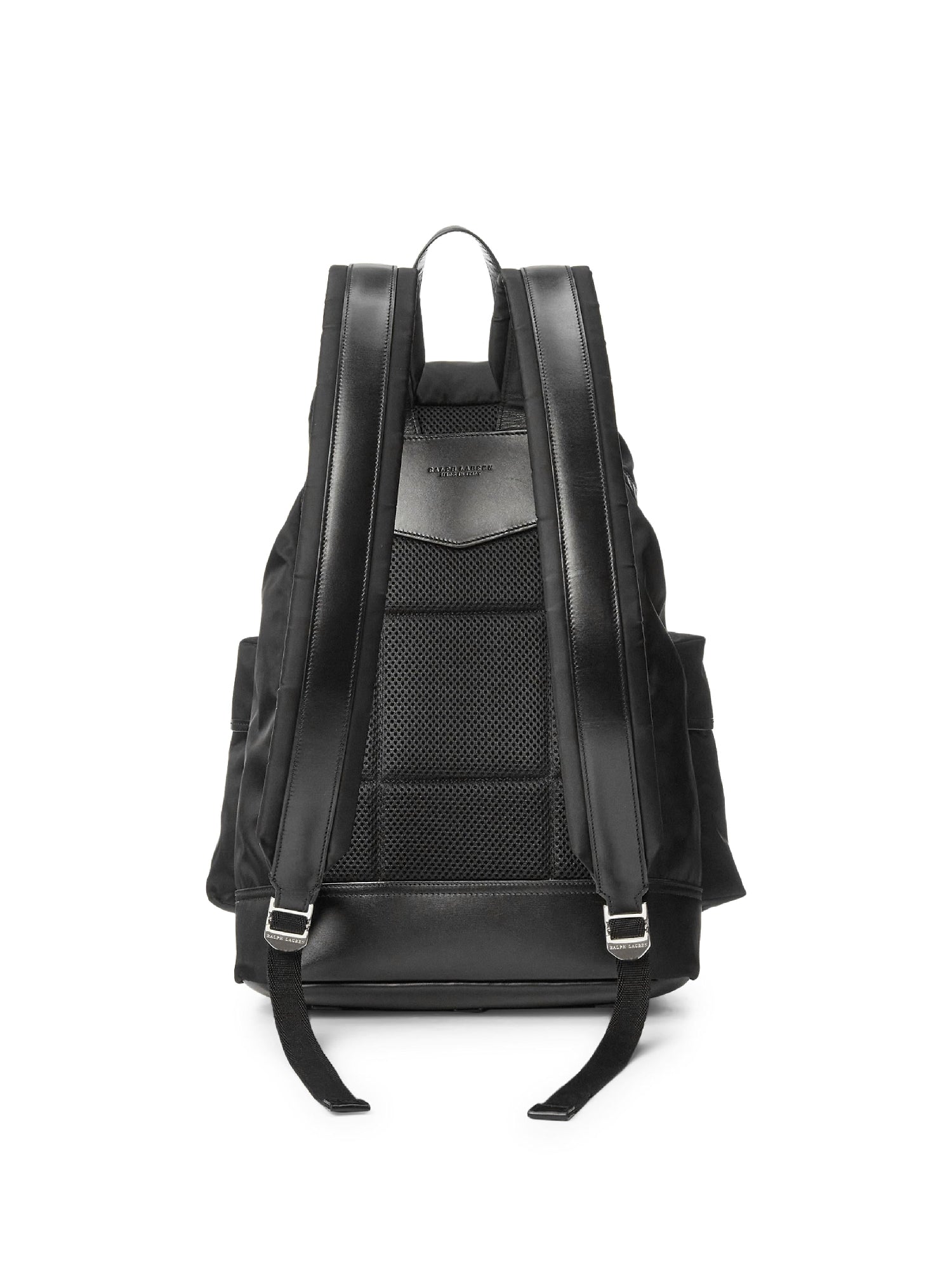 Sac à dos en sergé bordé de cuir - Black