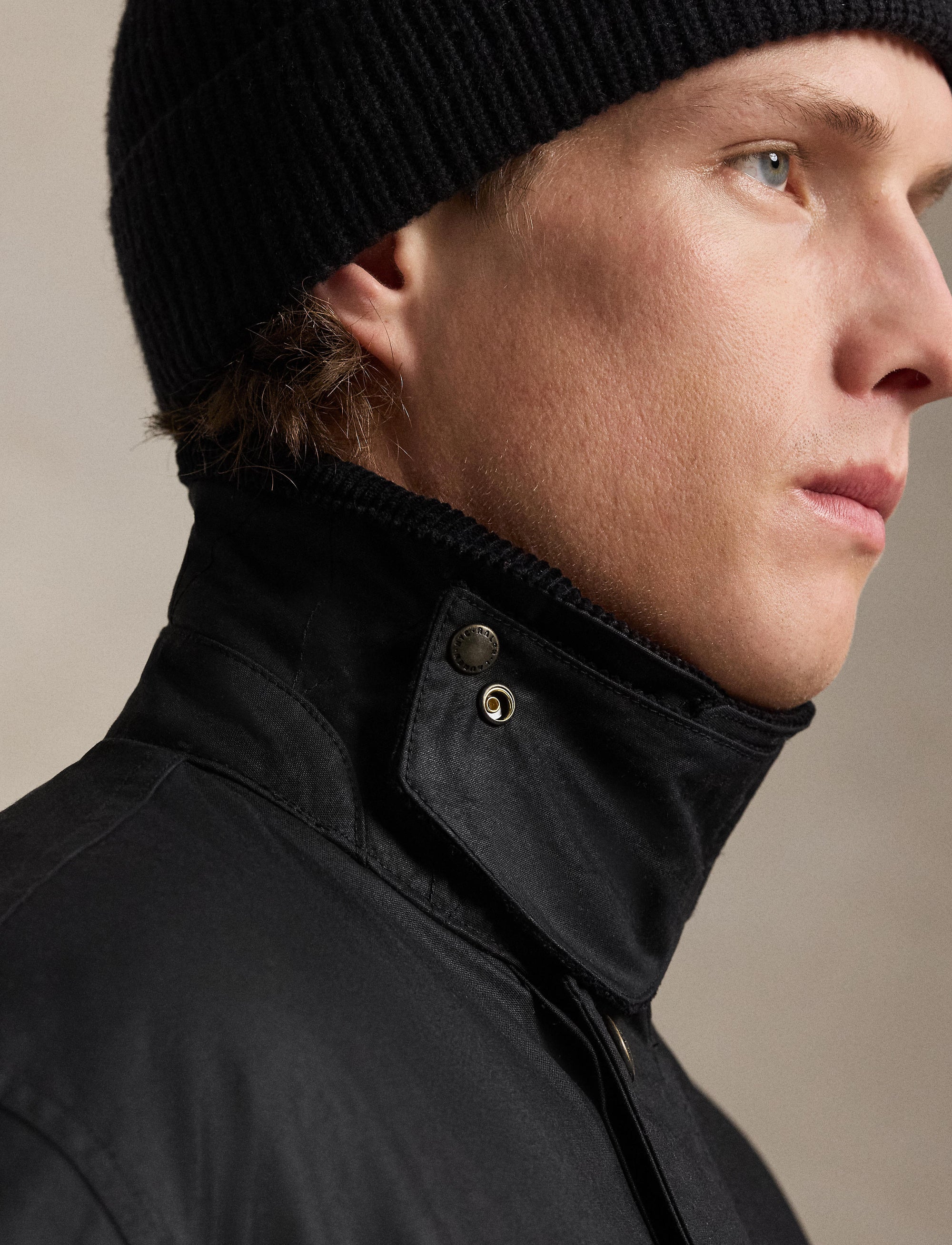 Emblematic three-quarter length waxed canvas coat - Polo Black