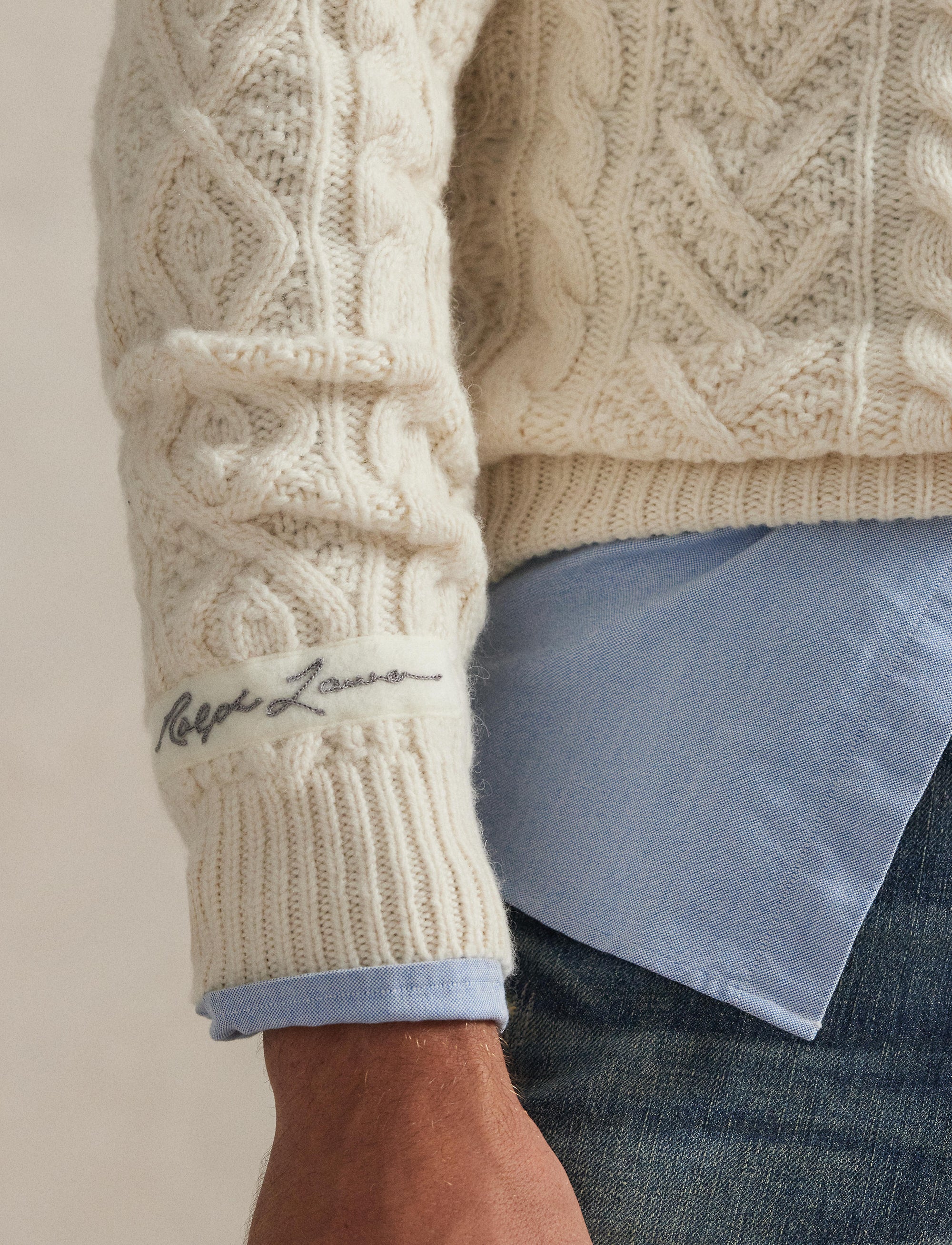 Pull Polo Ralph Lauren Yankees en laine - Cream Combo