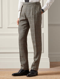 Ralph tartan suit in silk and linen blend - Vintage Cream & Black With Blue Deco