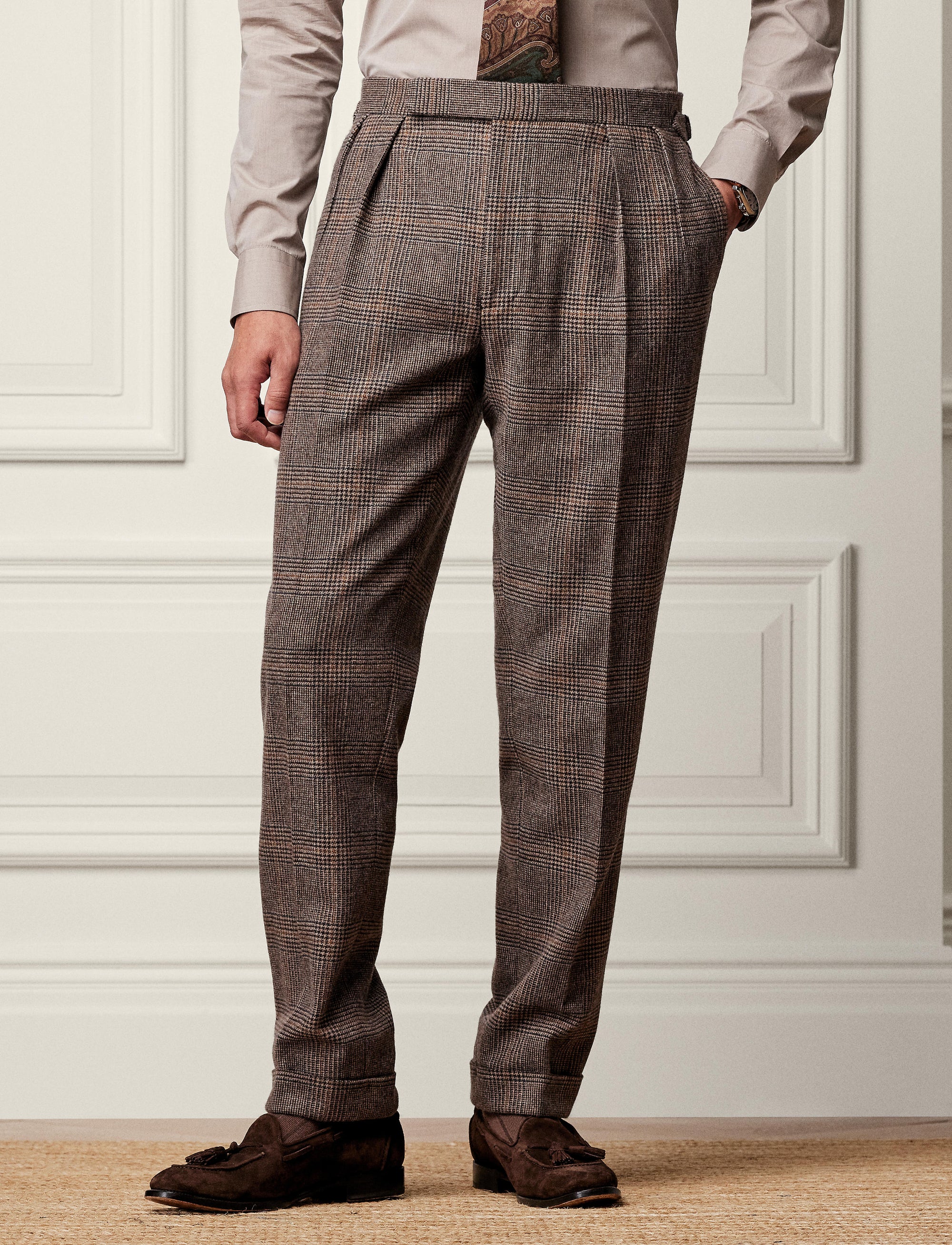 Costume Kent en laine - Vintage Cream & Black Blue Orange Deco