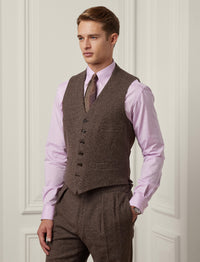 Kent 3-piece suit in wool - Dark Taupe & Multicolour