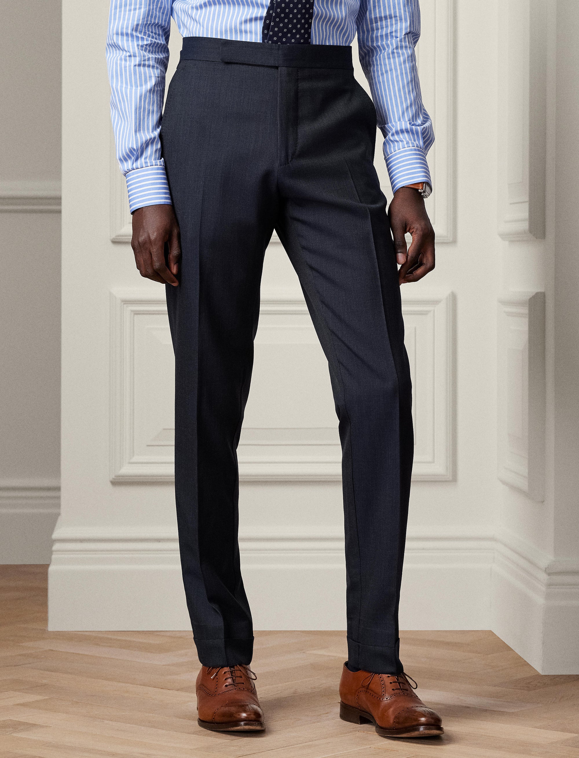 Costume Kent fait main en laine - Navy & Grey