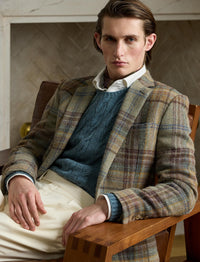 Blazer Kent écossais en laine - Sage, Brown, Tan & Multicolore