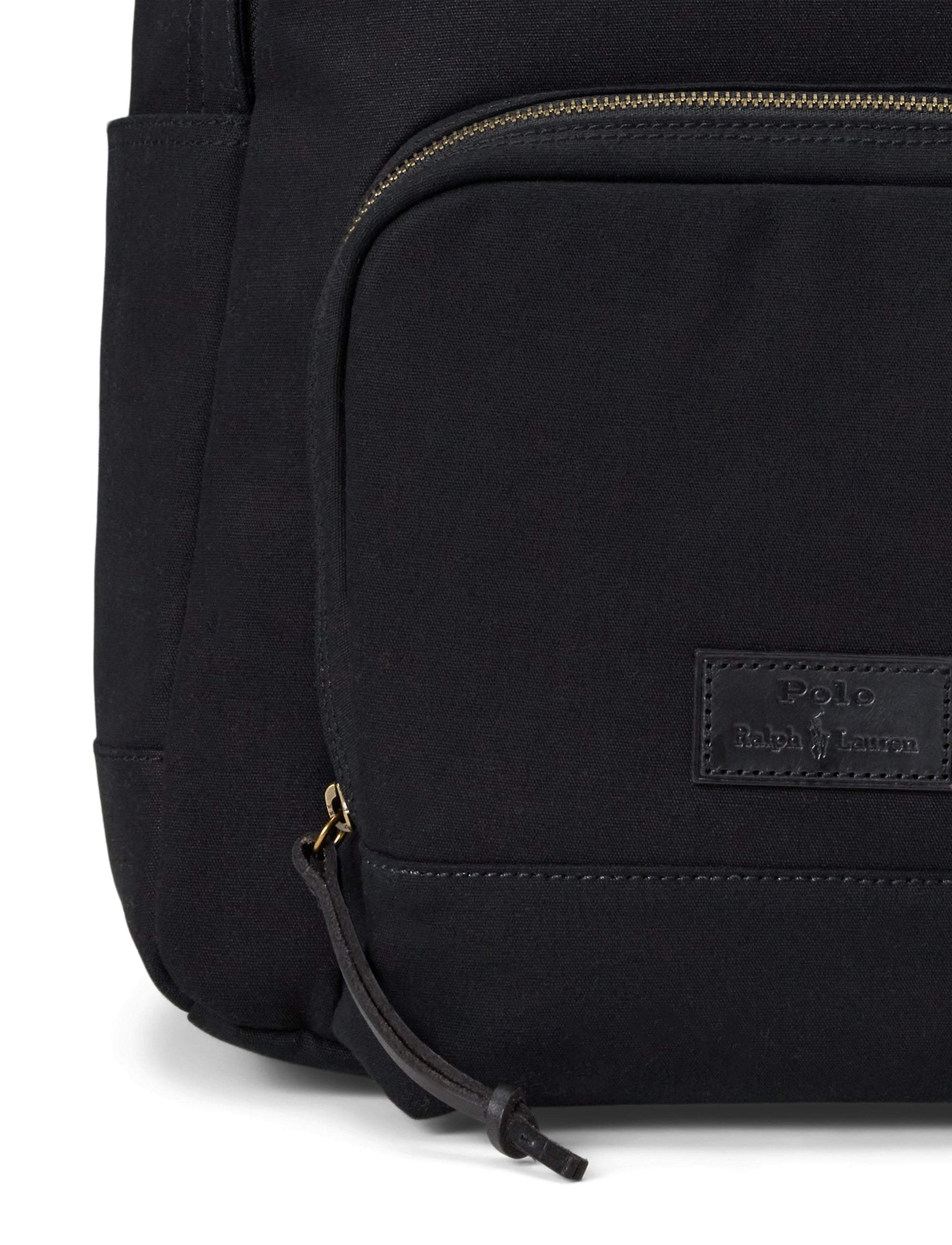 Sac à dos en toile bordé de cuir - Black & Black