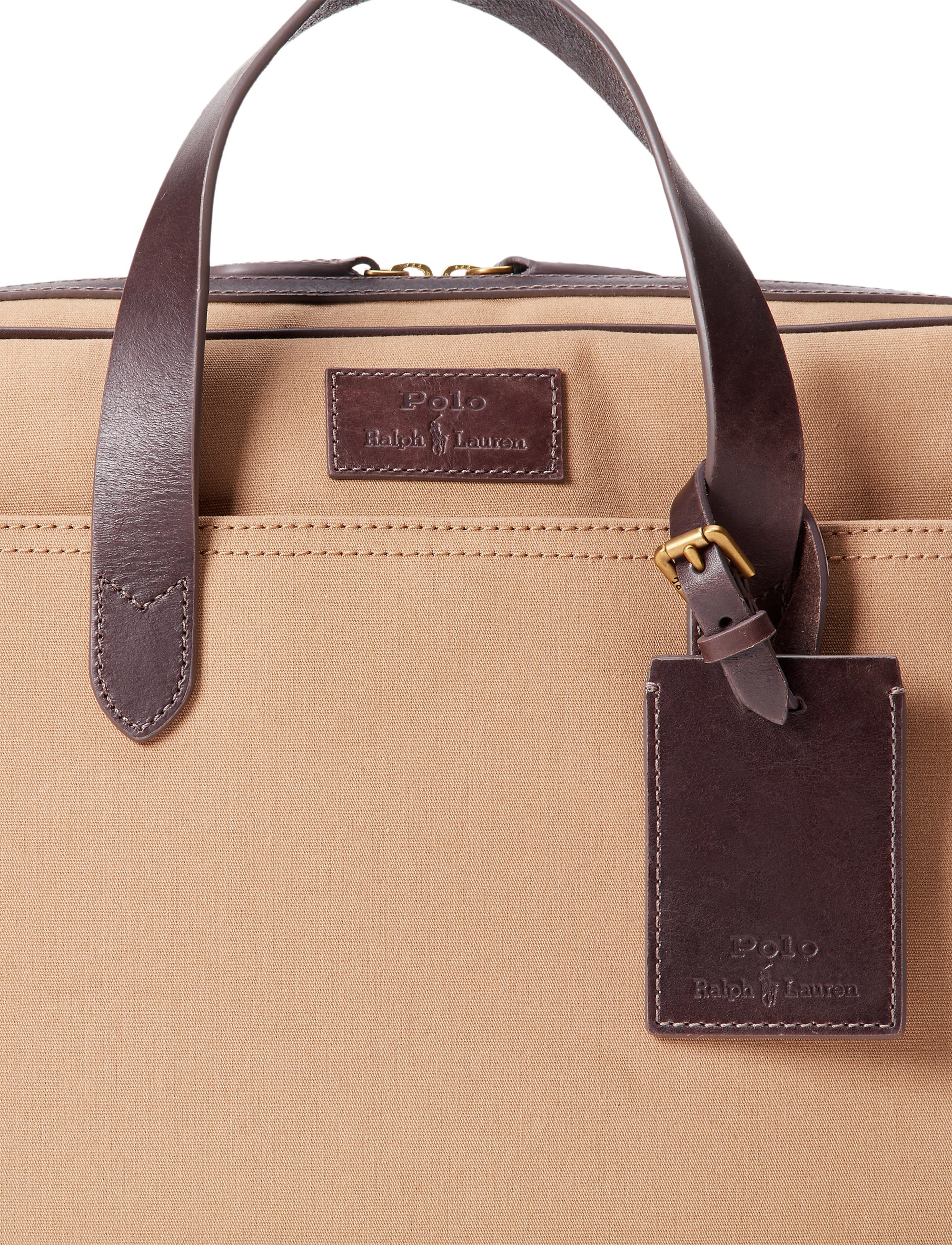 Porte-documents en toile et finition cuir - Tan & Brown
