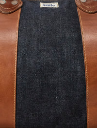 Sac de voyage en denim bordé de cuir - Indigo