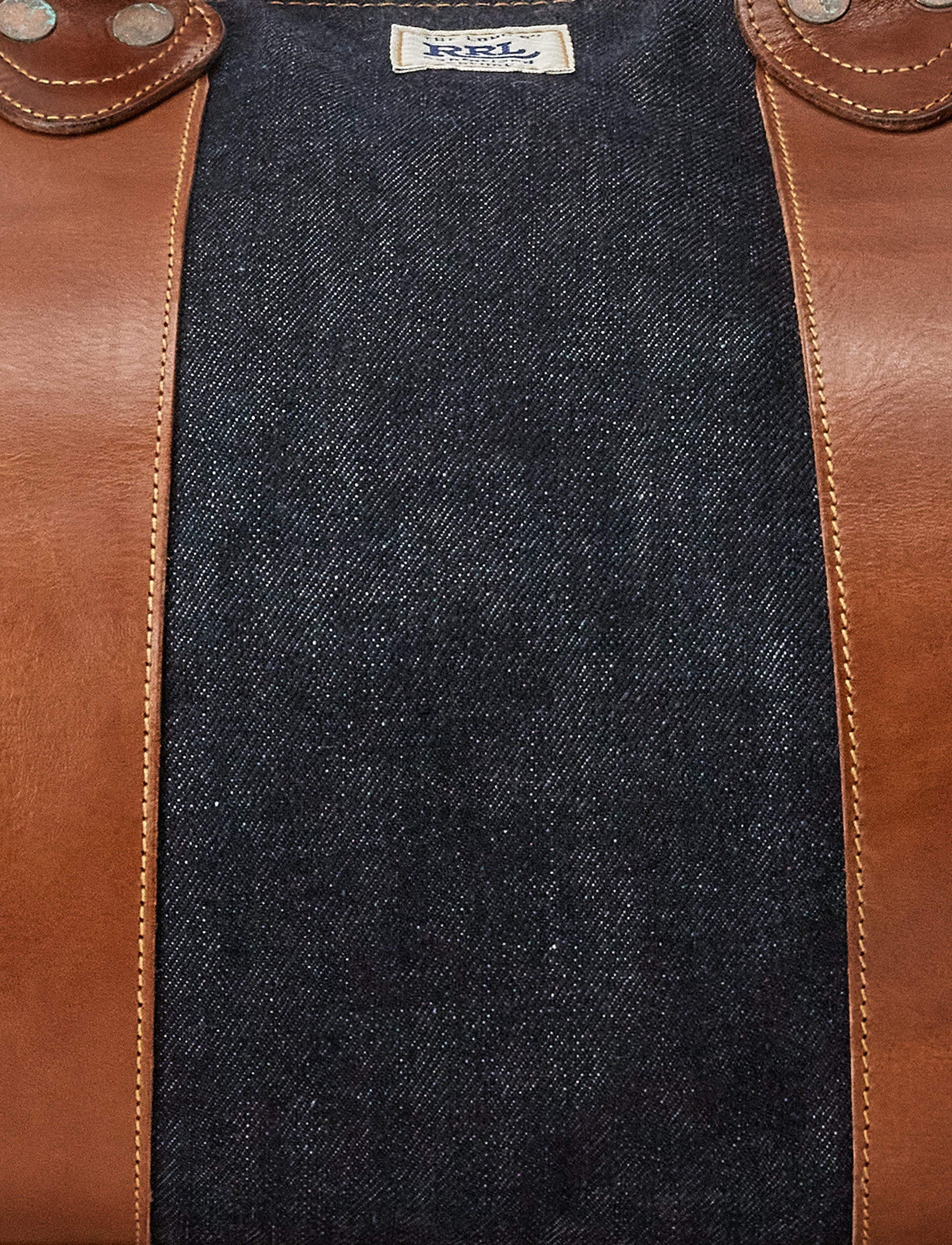 Sac de voyage en denim bordé de cuir - Indigo