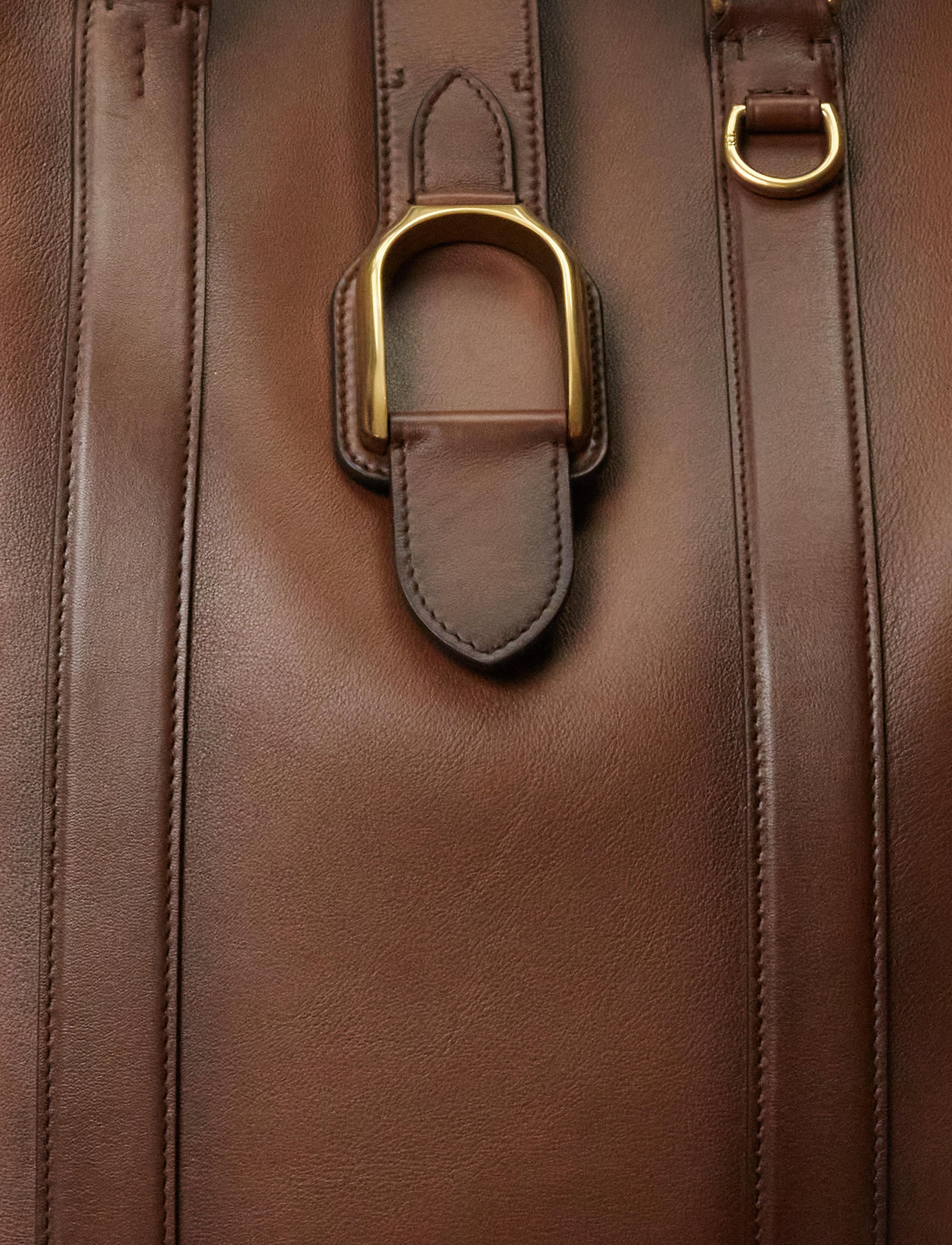 Cabas Welington en cuir tanné - Dark Brown & Chestnut