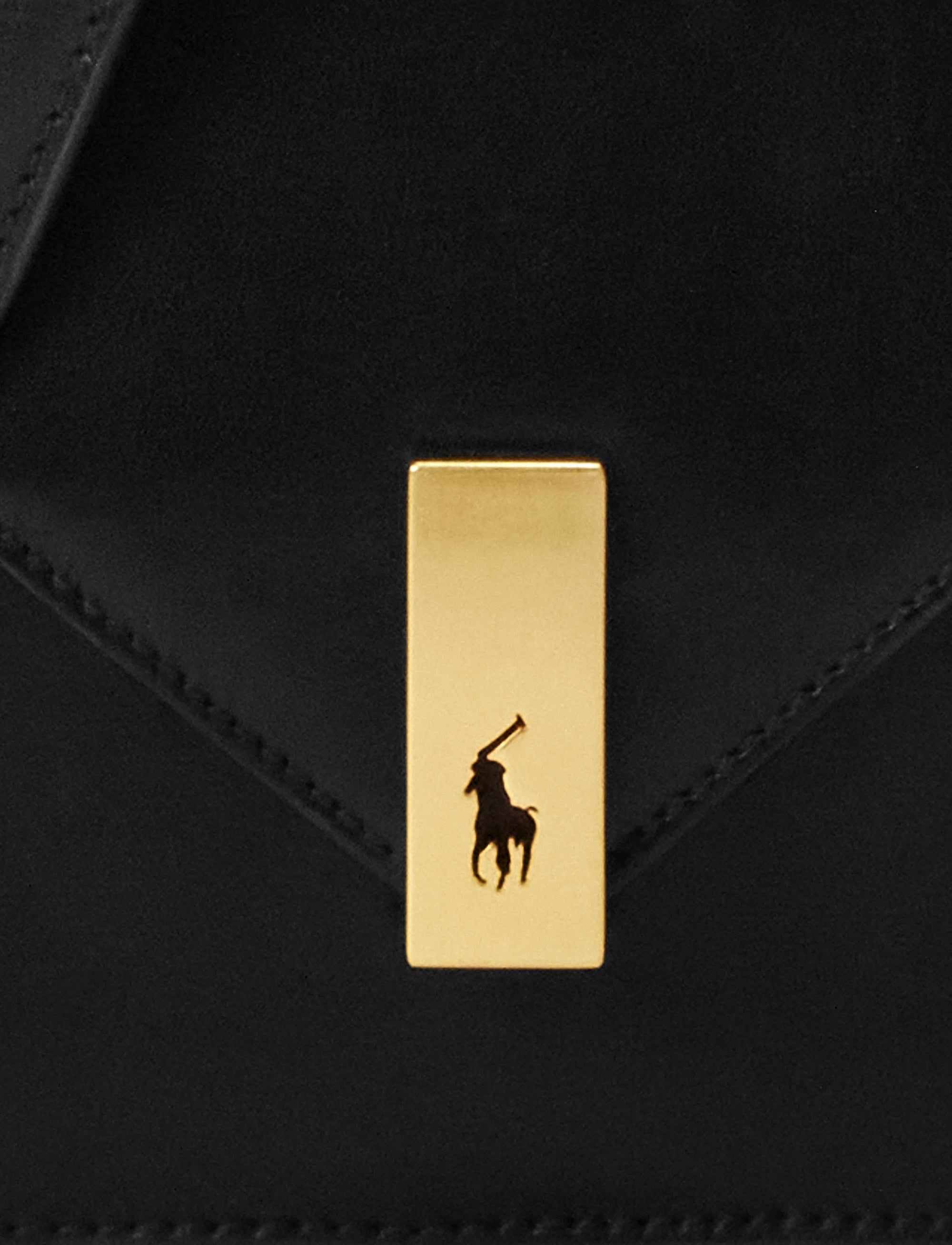 Pochette Polo ID en cuir à chaîne - Black