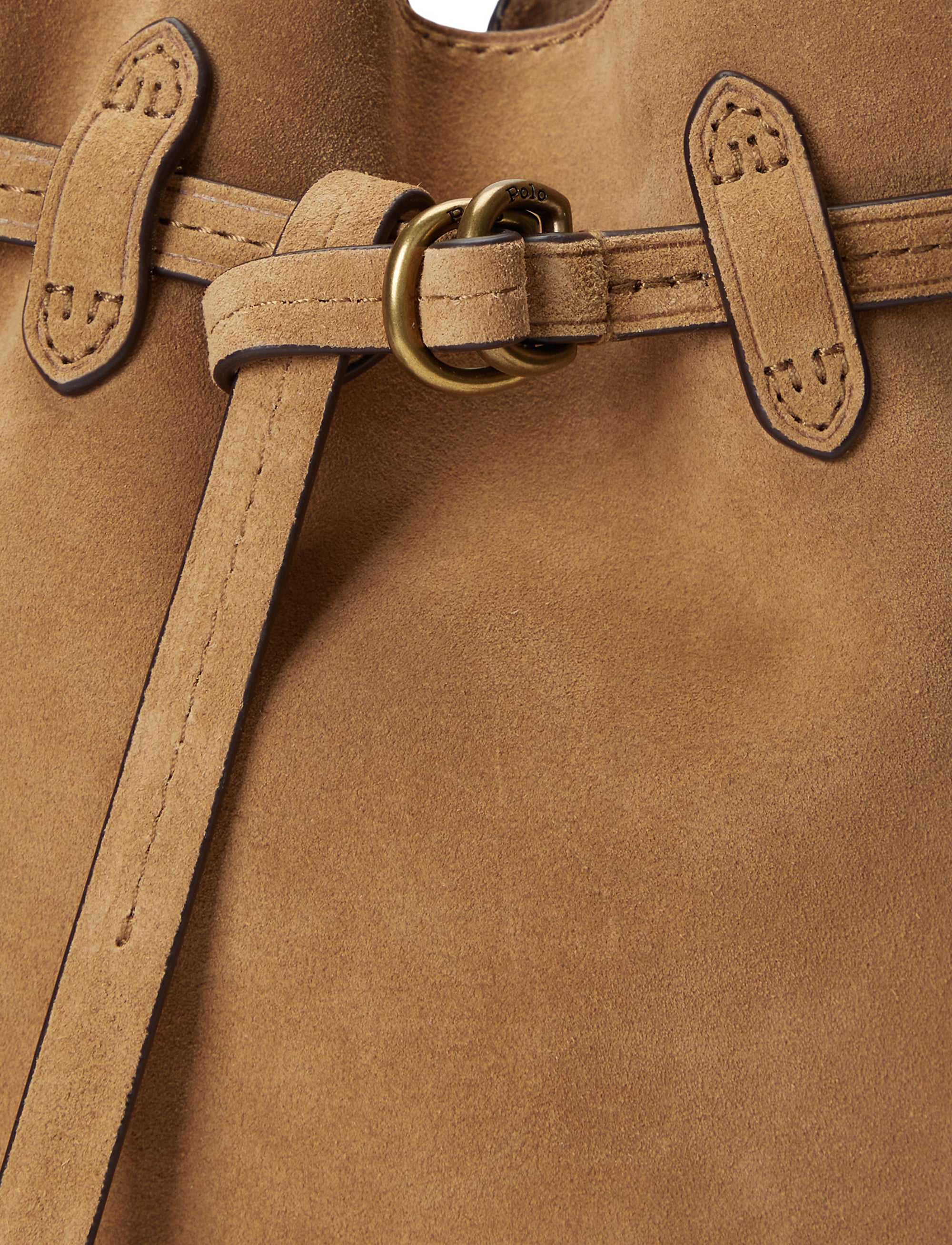 Petit sac seau Bellport frangé en daim - Maple