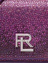 RL 888 mini chain bag decorated in mixed silk - Berry & Purple