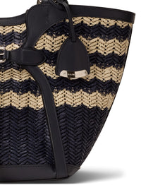 Cabas Ralph en raphia tressé - Navy & Natural