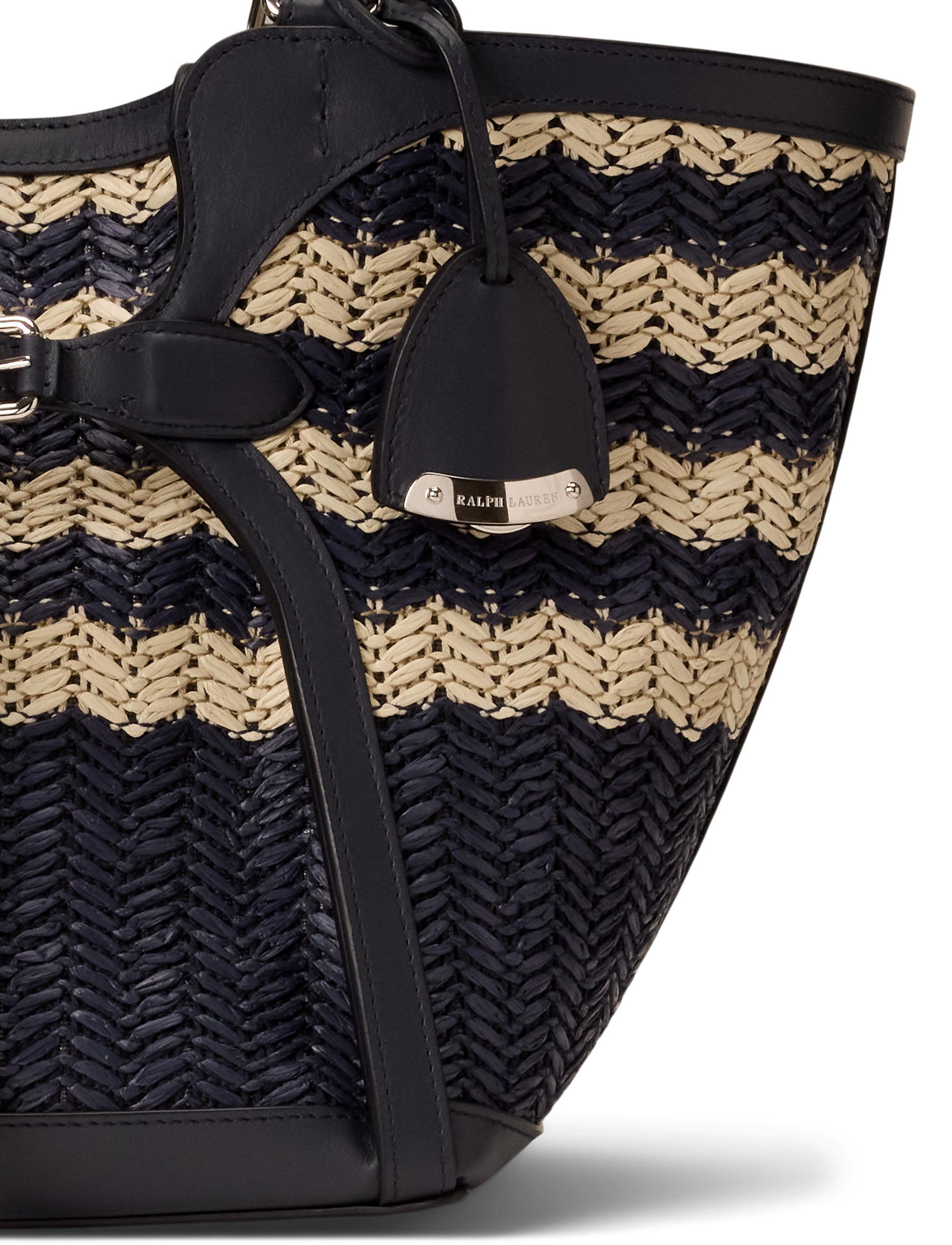 Cabas Ralph en raphia tressé - Navy & Natural
