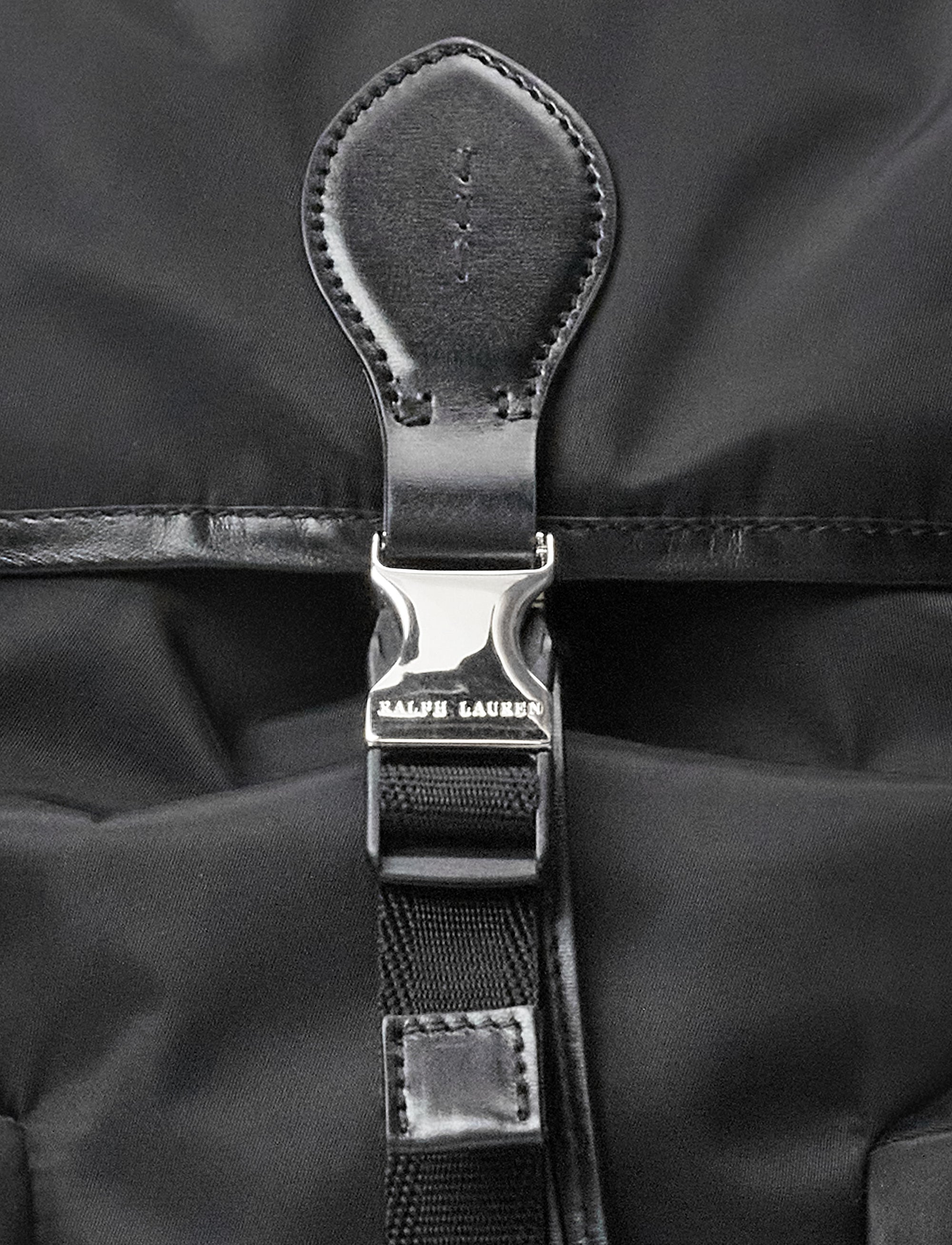 Sac à dos en sergé bordé de cuir - Black