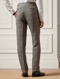 Ralph tartan suit in silk and linen blend - Vintage Cream & Black With Blue Deco