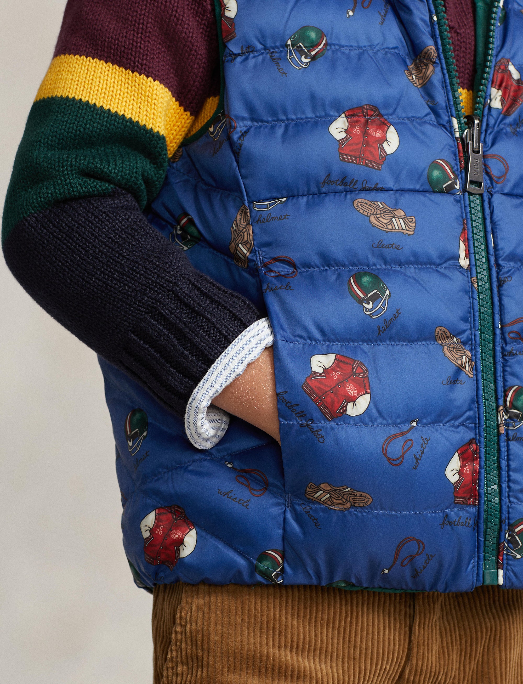 Gilet réversible P-Layer 2 - Tossed Football & Hunter Green