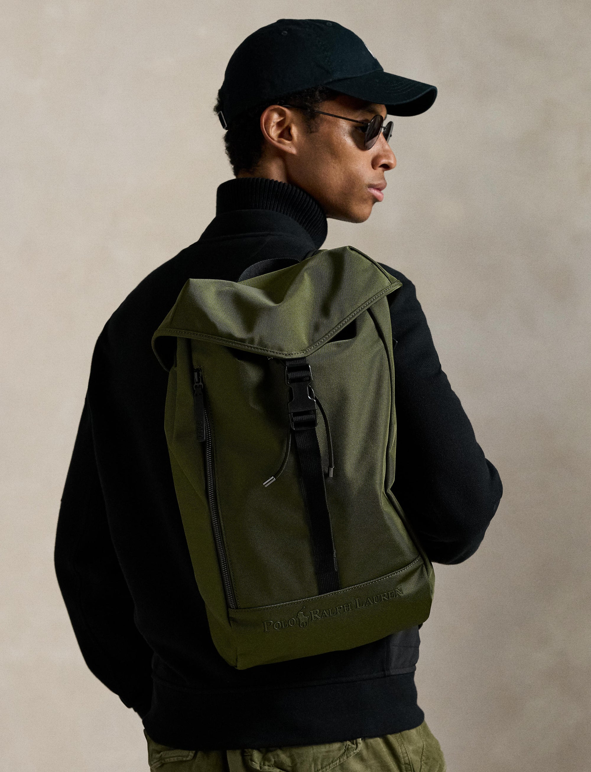 Tone-on-tone logo backpack - Olive
