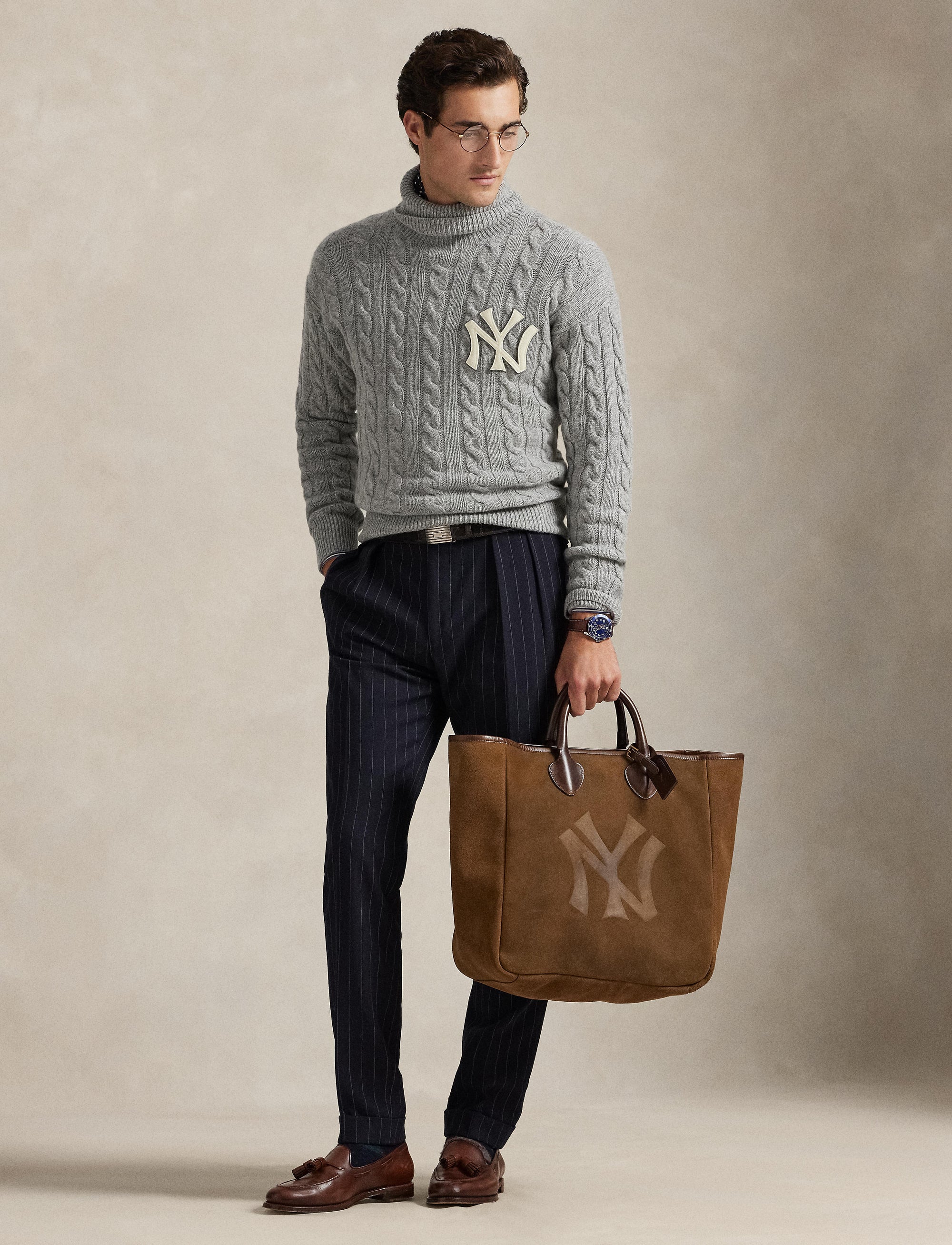 Cabas Polo Ralph Lauren Yankees en daim - Brown