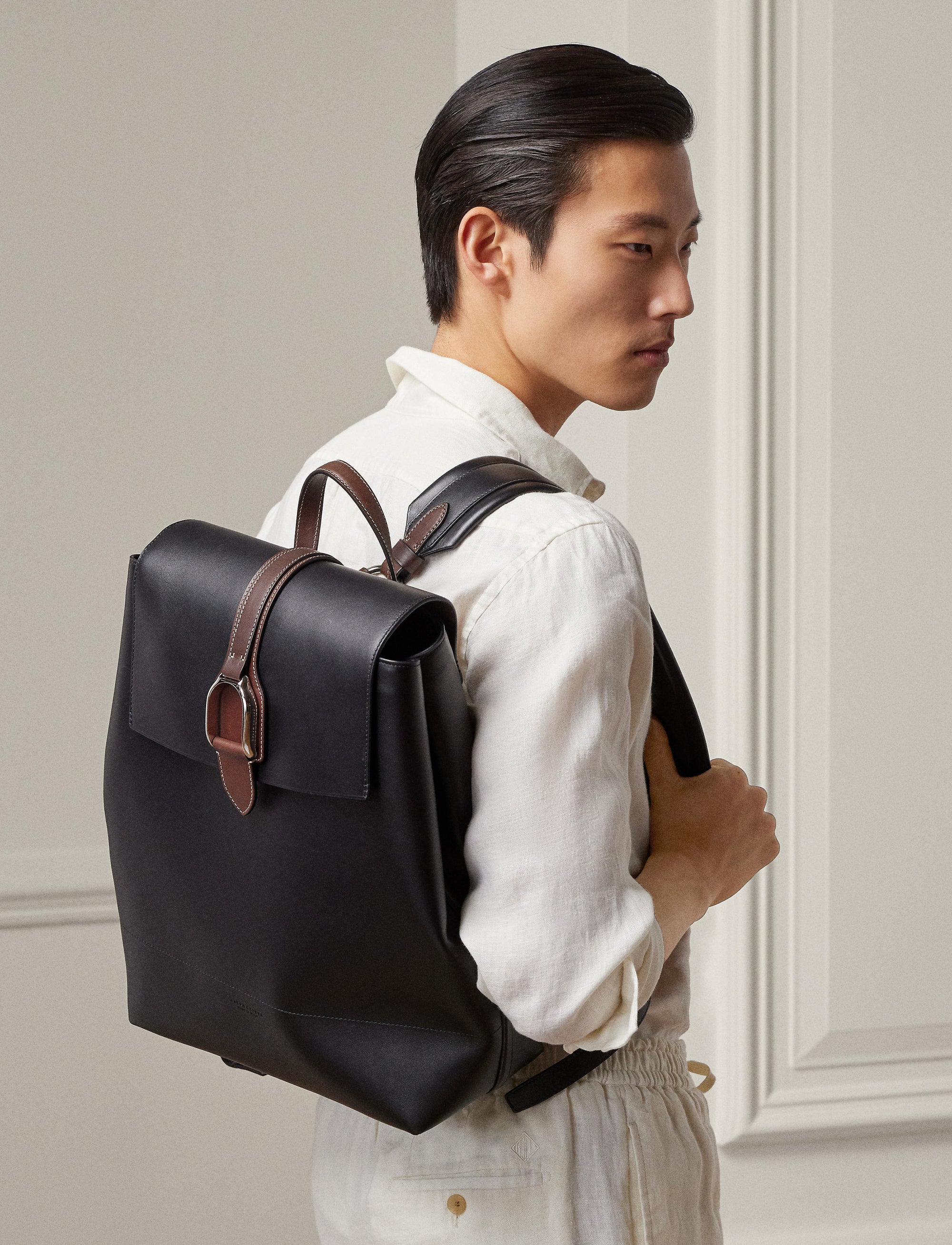 Sac à dos Voyager en cuir - Noir