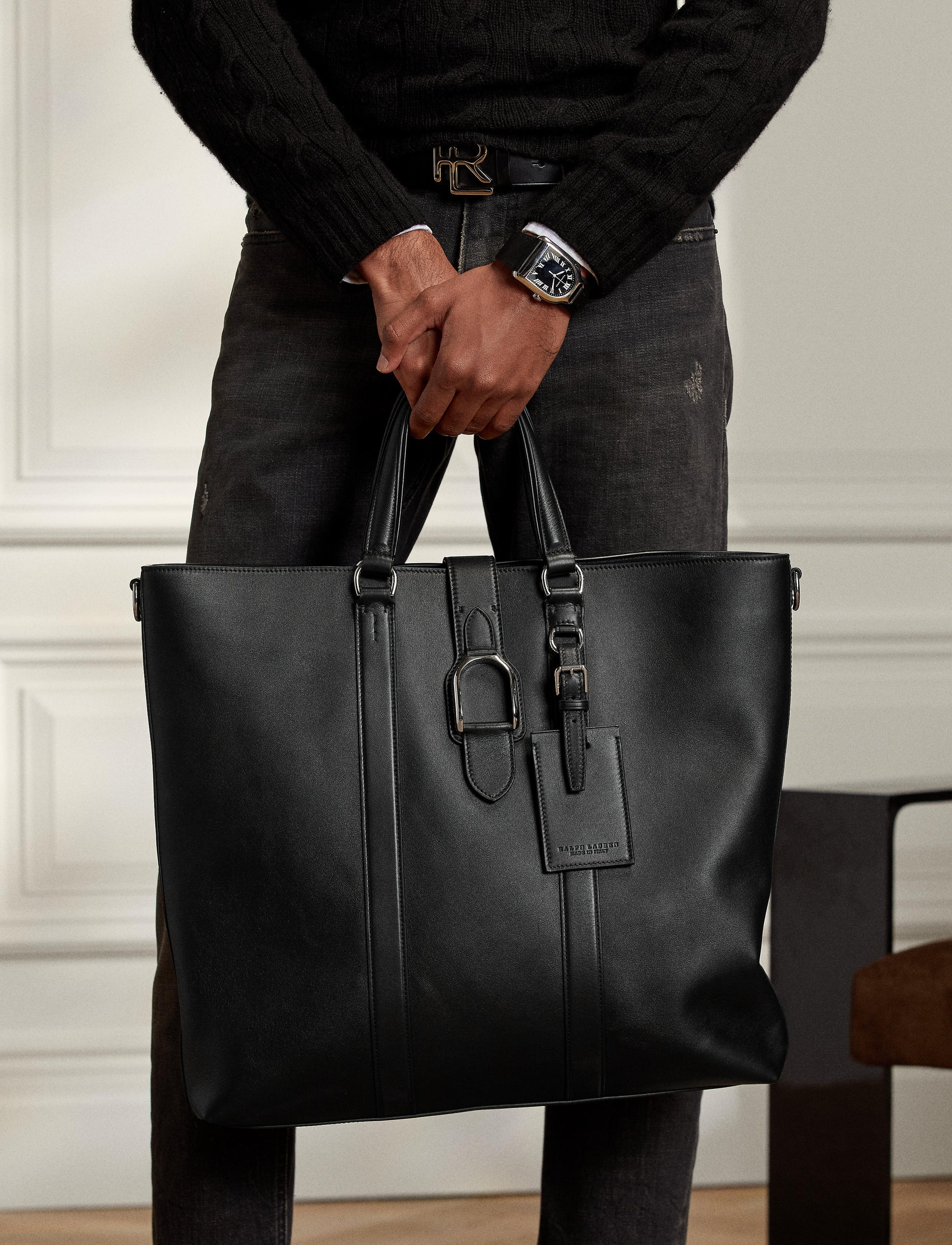 Cabas Welington en cuir - Black