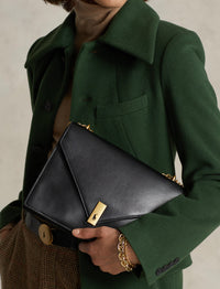 Pochette Polo ID en cuir à chaîne - Black
