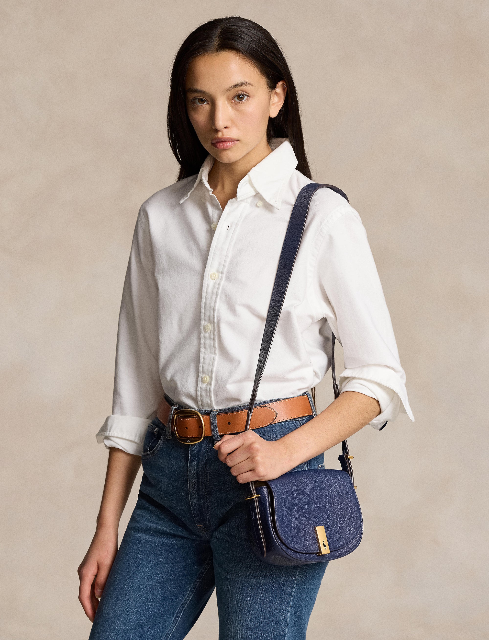 Saddle Polo ID leather mini-bag - Navy Navy
