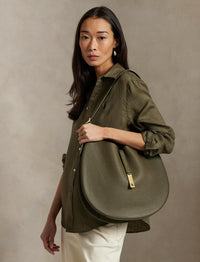 Sac Grand Shoulder Polo ID en cuir - Hunting Olive