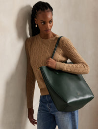 Cabas Bellport en cuir vertical - Bottle Green