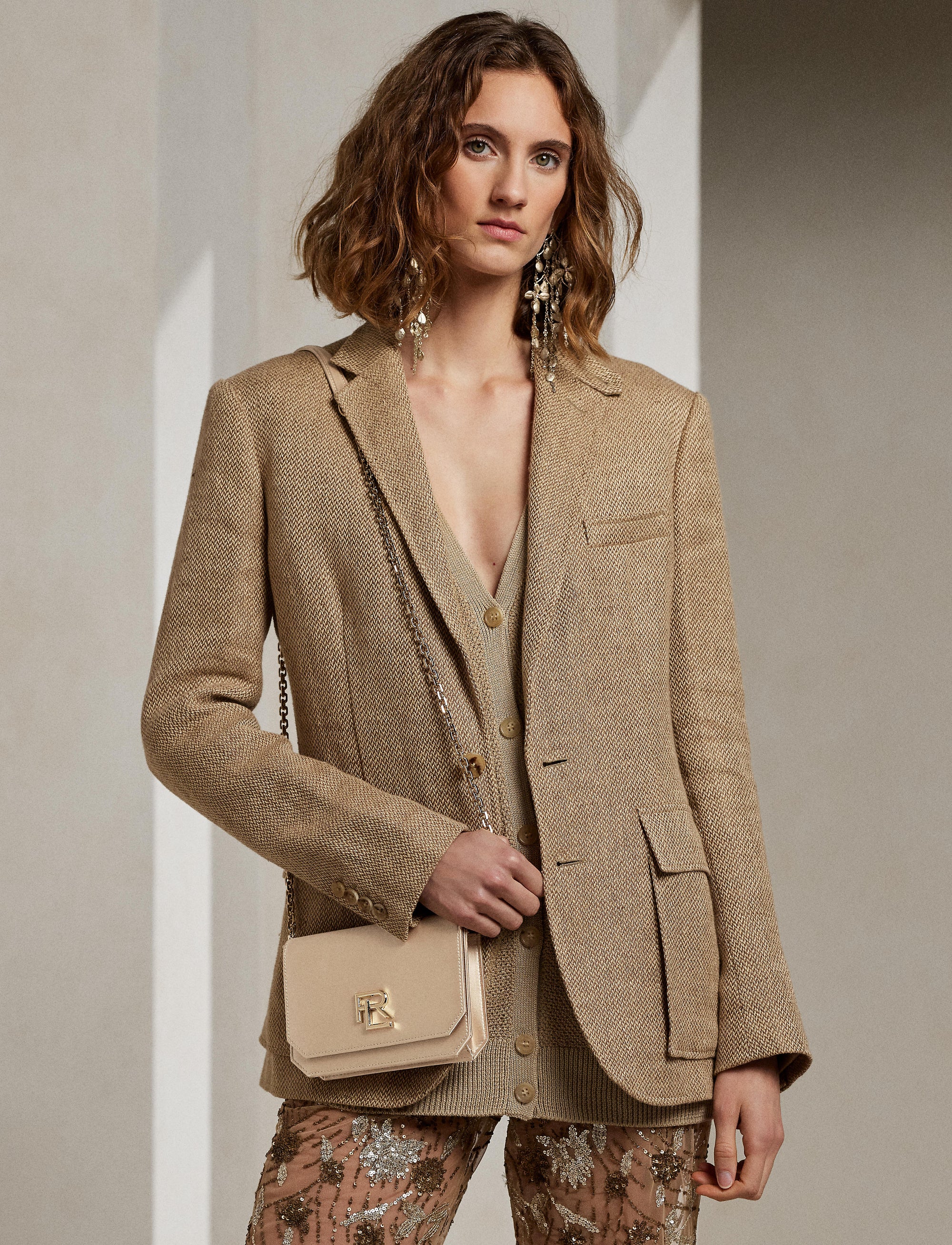 Mini-sac à chaîne RL 888 en soie mélangée - Fawn
