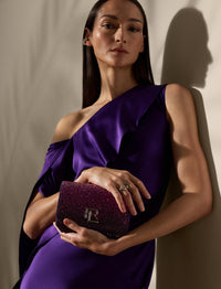 RL 888 mini chain bag decorated in mixed silk - Berry & Purple