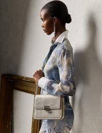 Sac à bandoulière RL 888 en cuir métallisé - Platinum