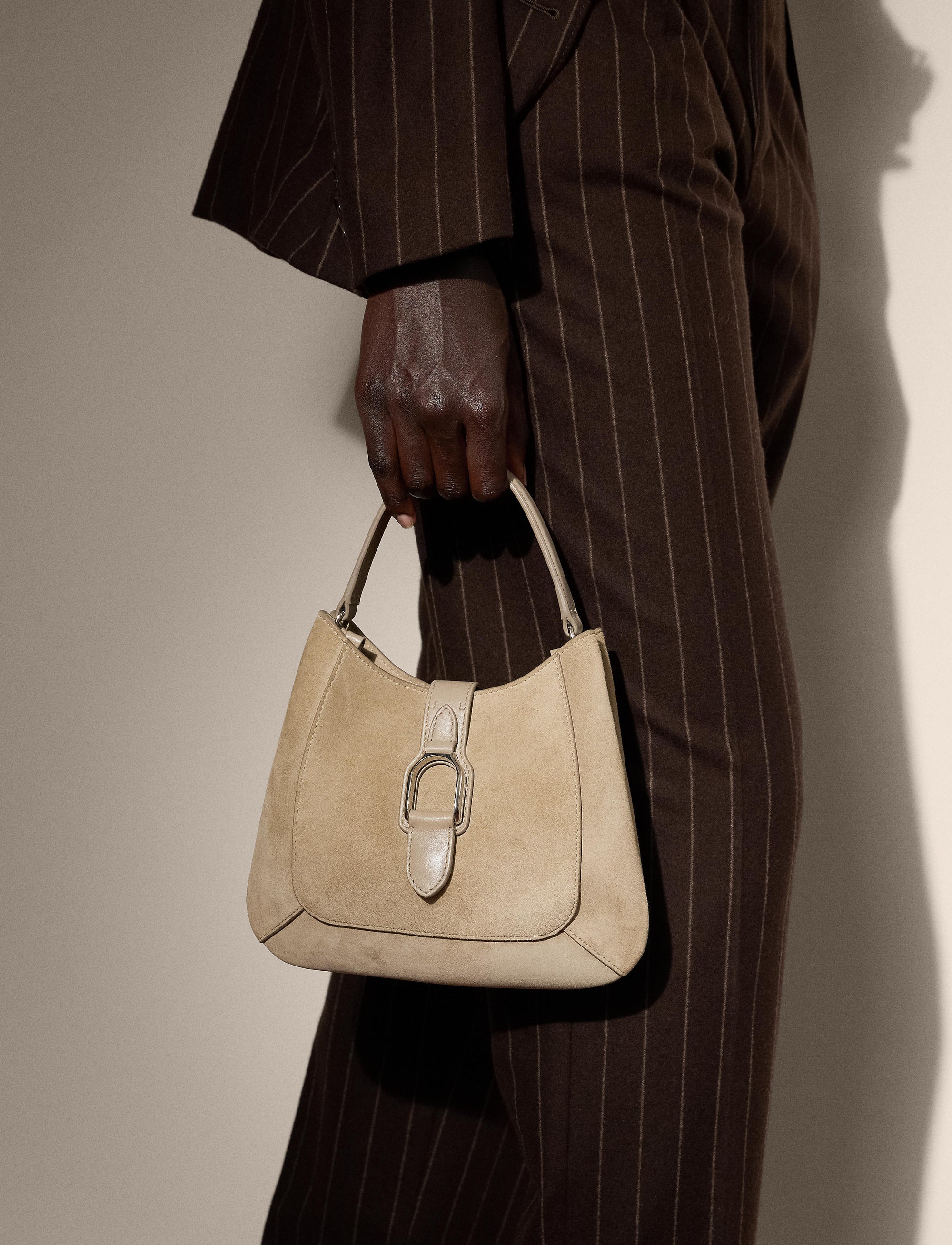 Mini-sac porté épaule Welington en daim - Mineral