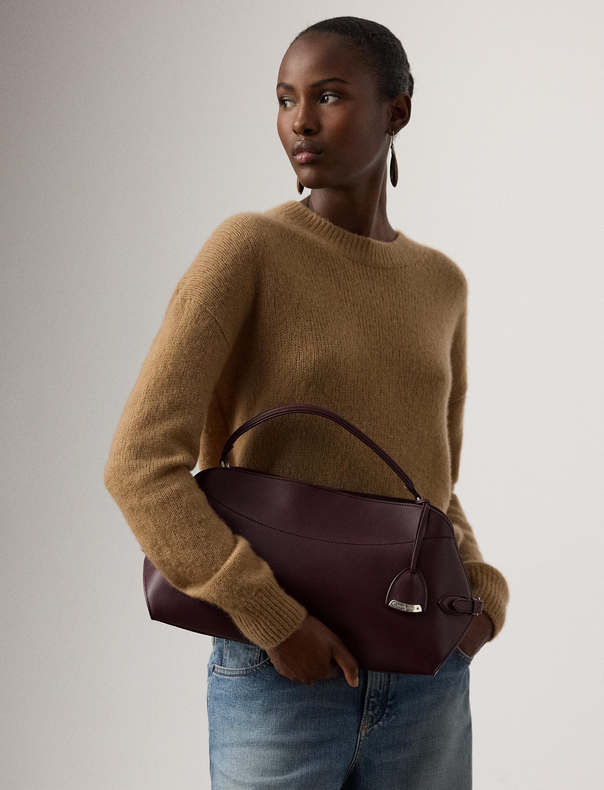 Sac porté épaule Ralph en cuir - Burgundy