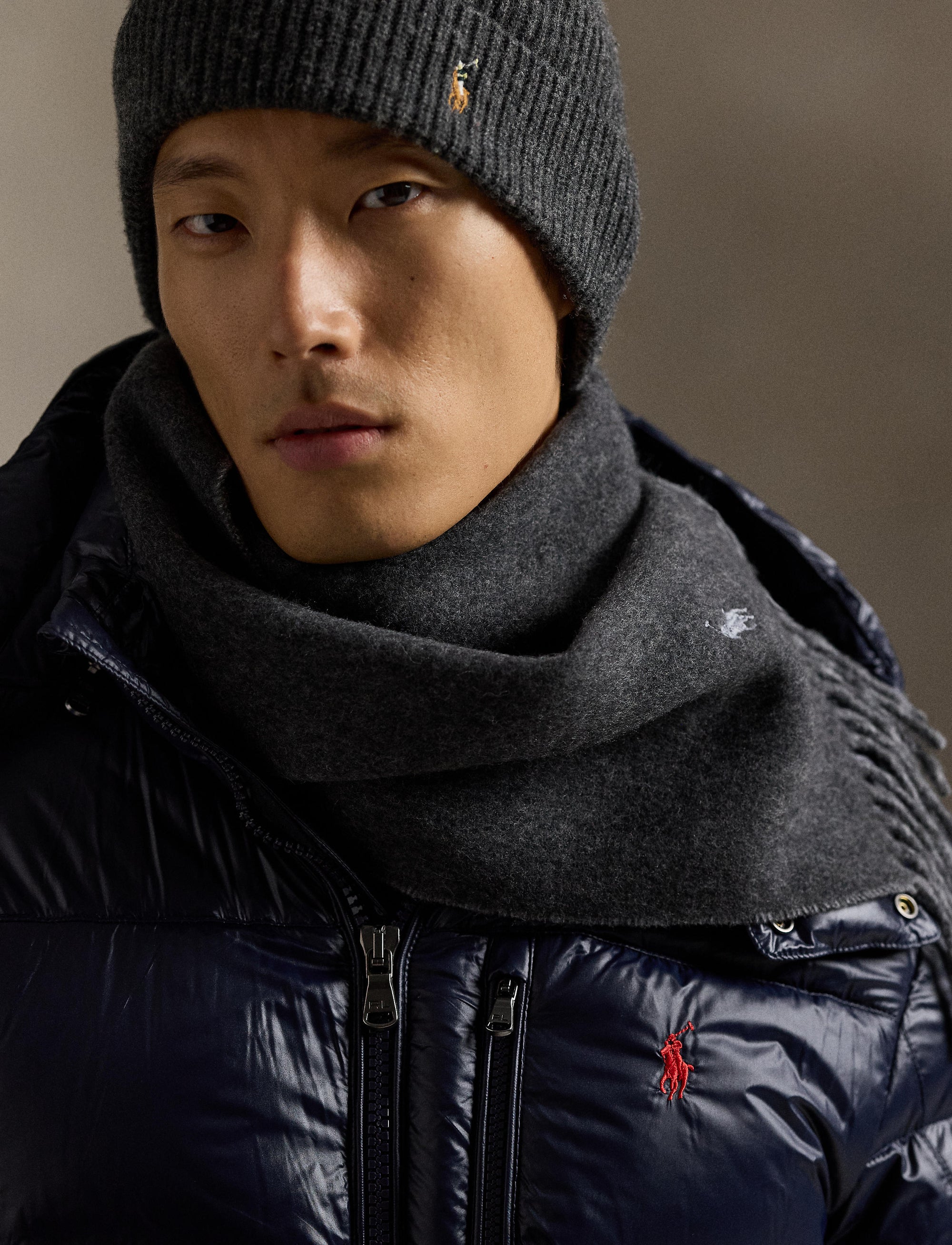 Écharpe réversible en laine - Dark Charcoal Heather & Classic Grey Heather