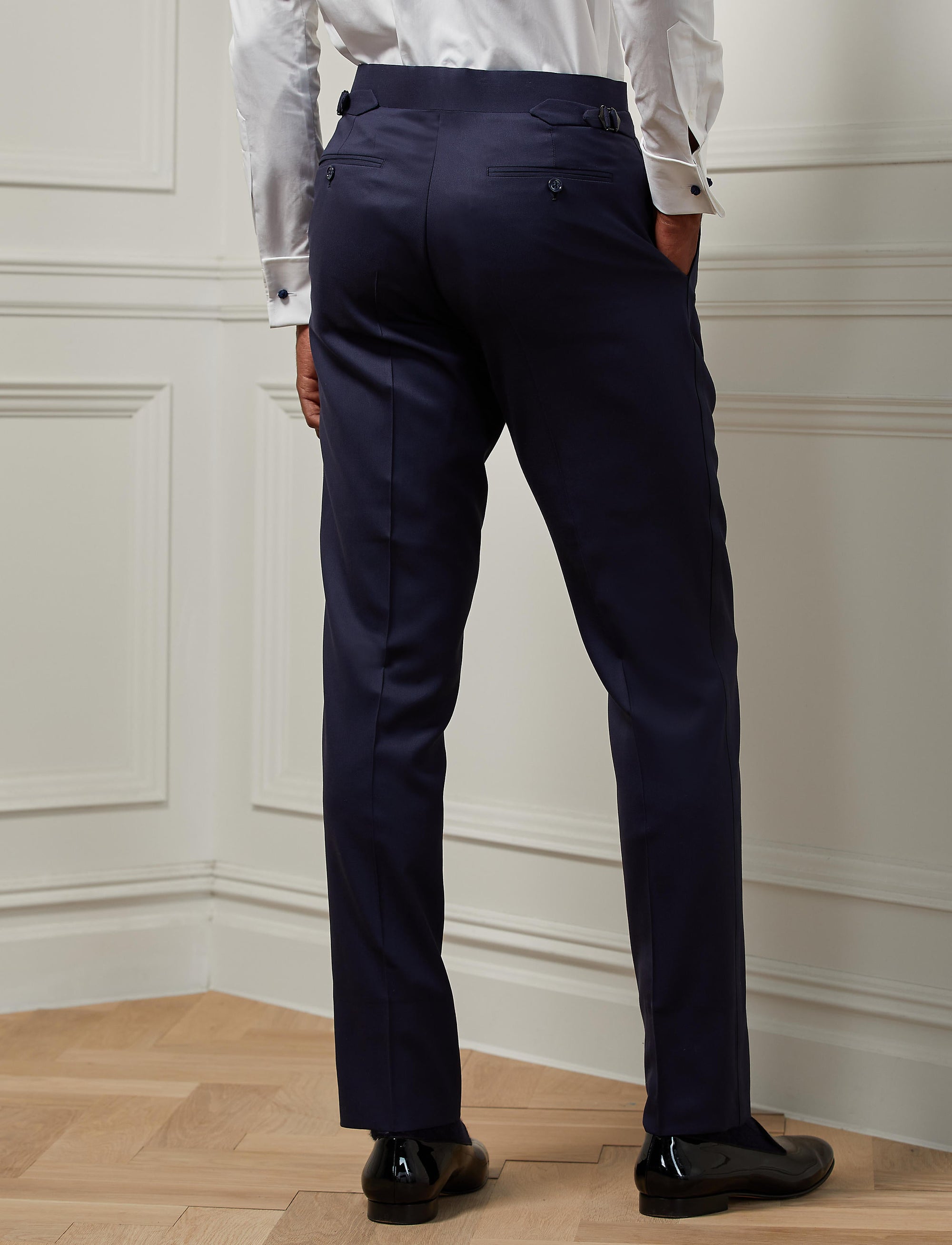 Smoking Gregory revers pointe en gabardine de laine - Navy