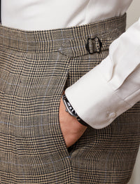 Ralph tartan suit in silk and linen blend - Vintage Cream & Black With Blue Deco