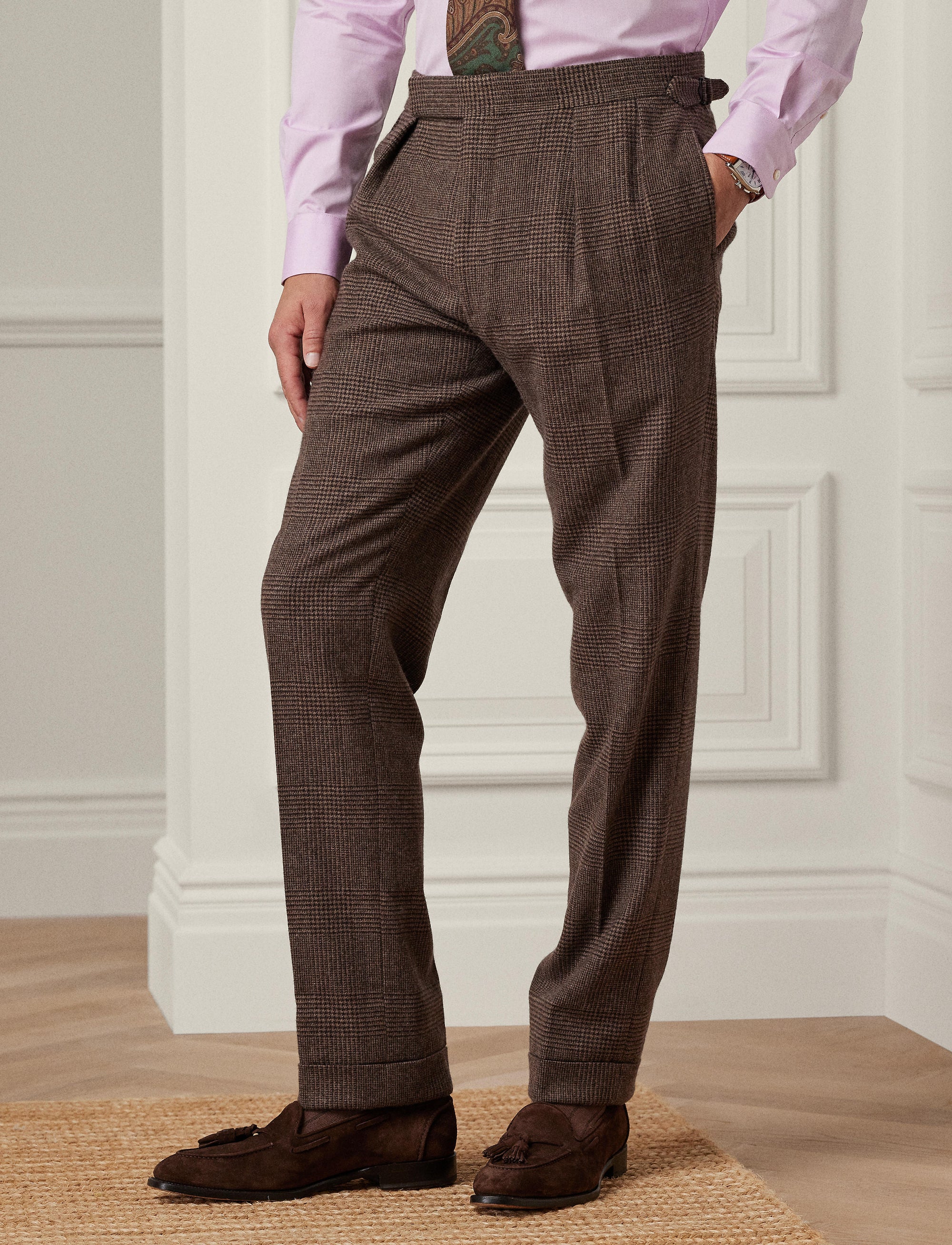 Kent 3-piece suit in wool - Dark Taupe & Multicolour