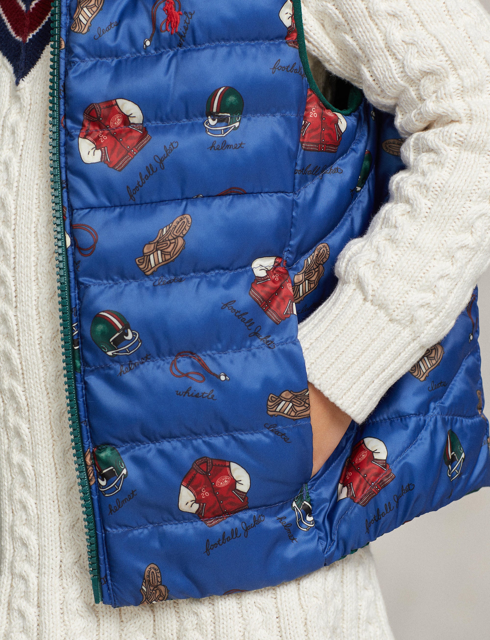 Gilet réversible P-Layer 2 - Tossed Football & Hunter Green