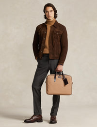 Porte-documents en toile et finition cuir - Tan & Brown