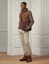 RL messenger bag in chagrin leather - Luggage Brown