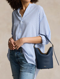 Bellport small leather bucket bag - Marine Navy