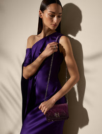 RL 888 mini chain bag decorated in mixed silk - Berry & Purple