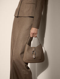 Welington leather mini shoulder bag - Dark Taupe