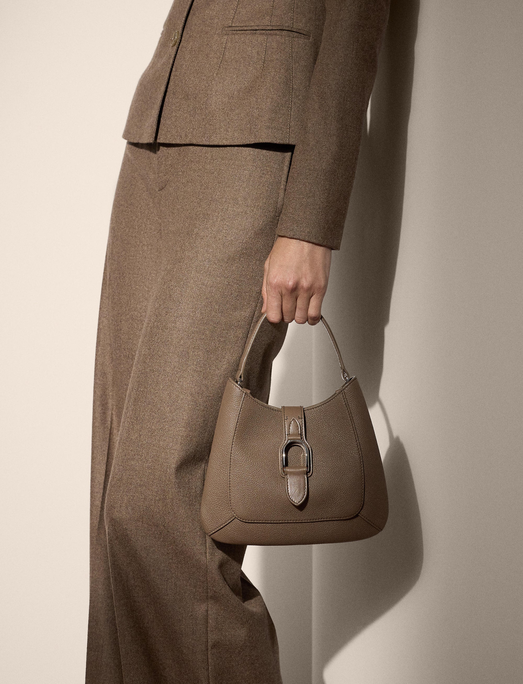 Welington leather mini shoulder bag - Dark Taupe