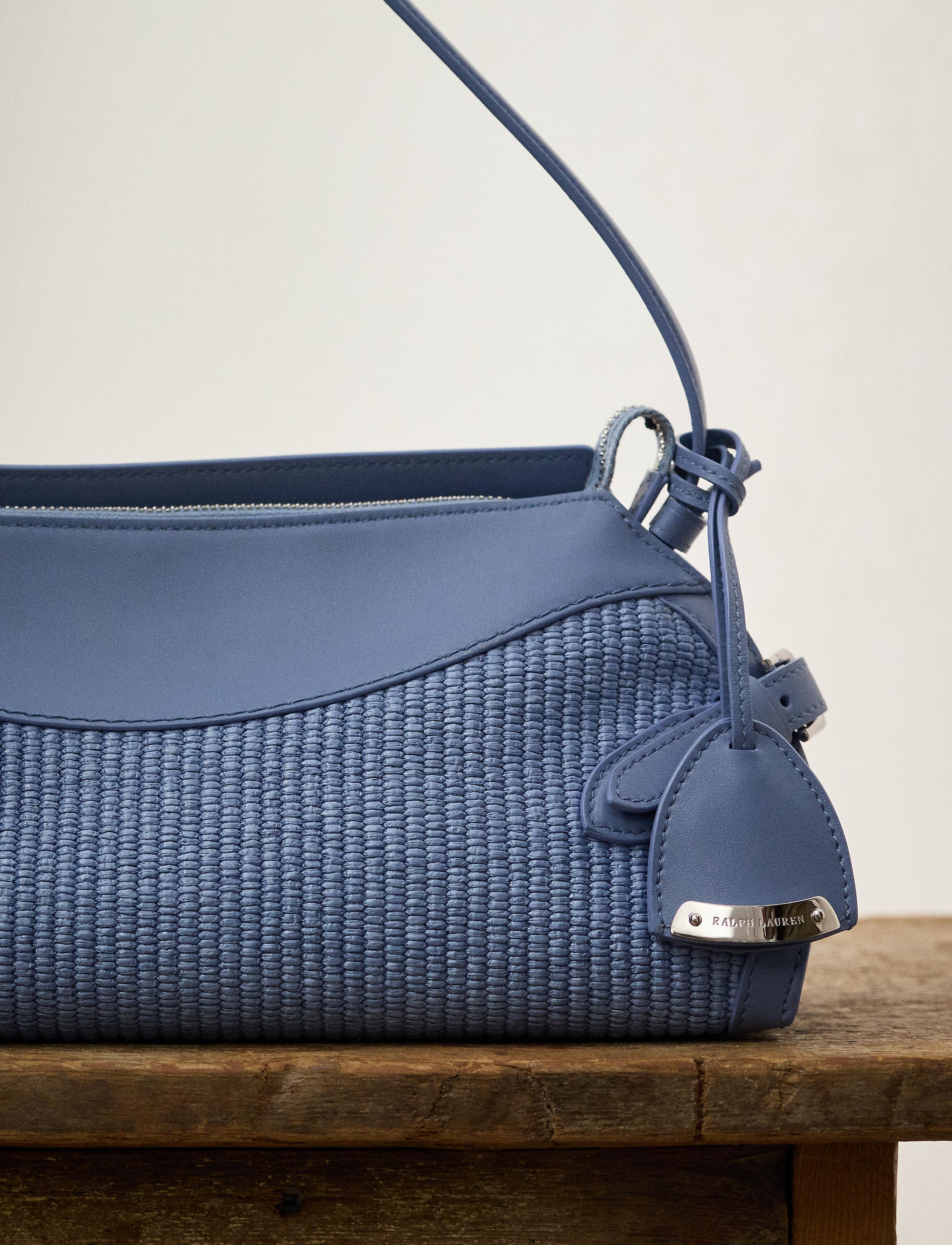 Petit sac porté épaule Ralph raphia - Cornflower