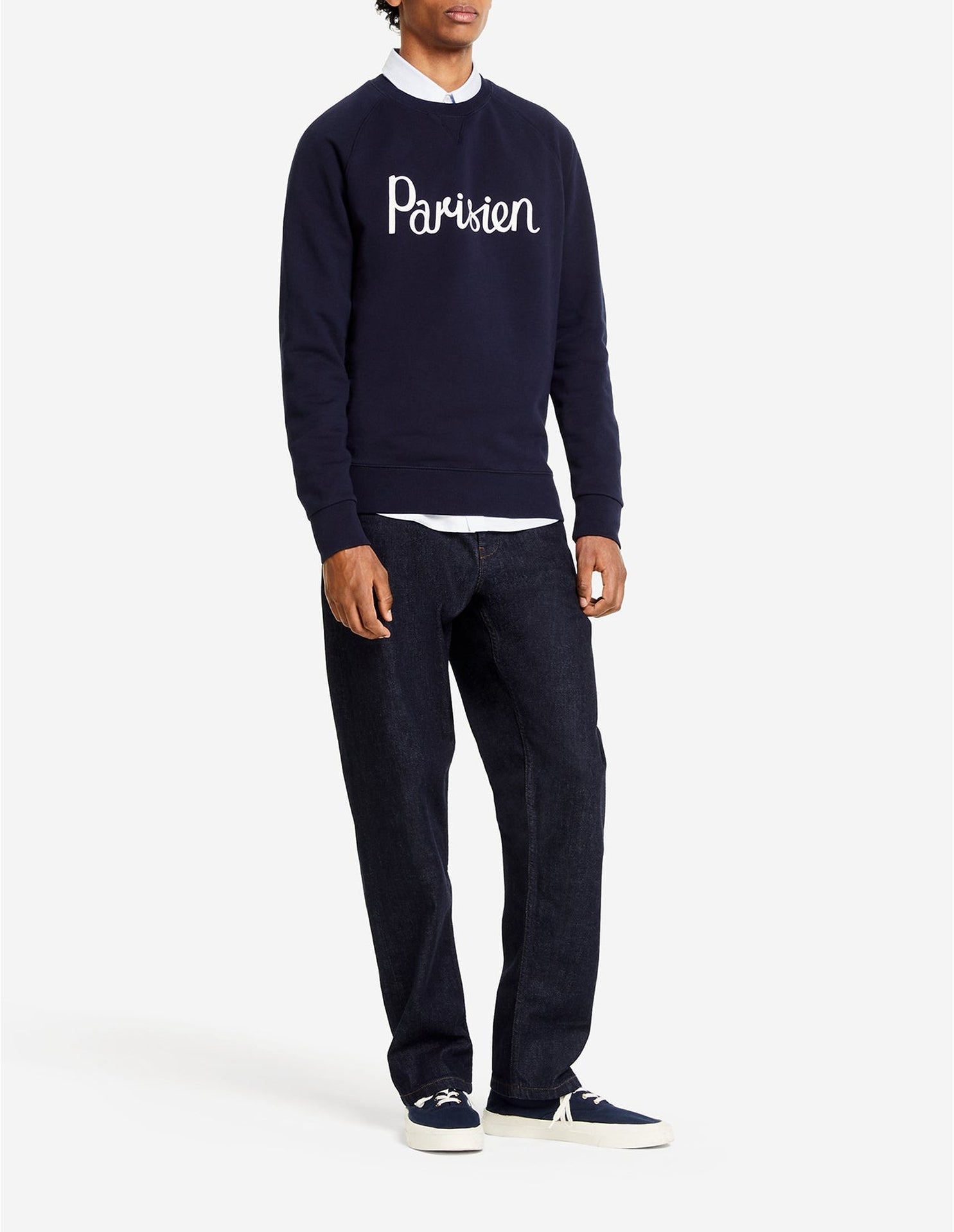 Round-neck long-sleeved raglan sweatshirt - Navy