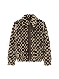 CHECKERED FAUX FUR BLOUSON