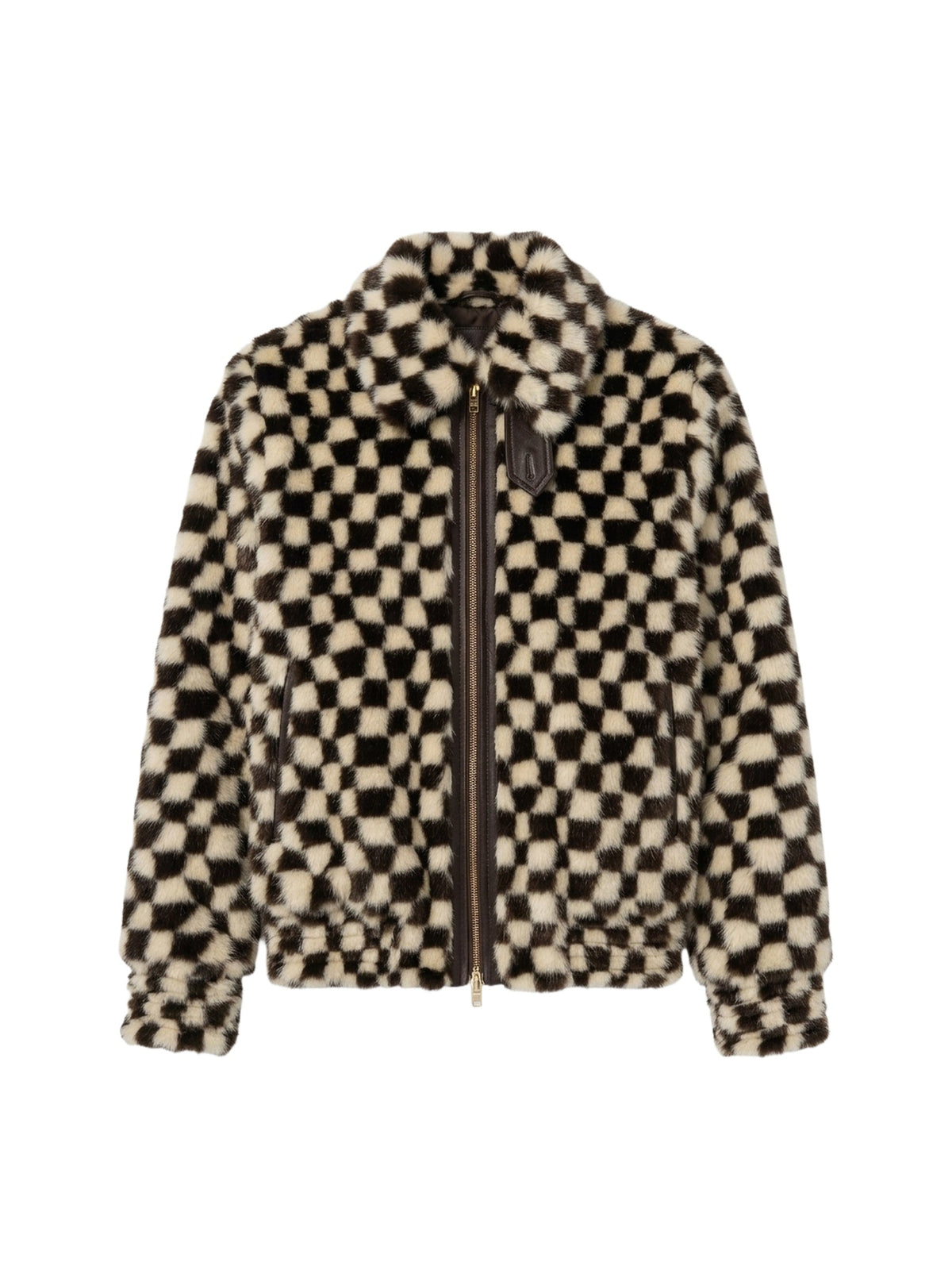 CHECKERED FAUX FUR BLOUSON